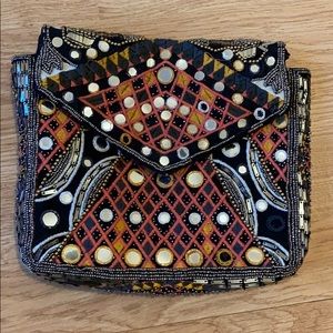 Zara Embroidered Bead Mirror Square Bag